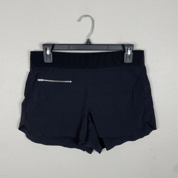 Athleta Size 8 Mod Trekkie Shorts Black Front Zip Zipper Pocket Pull On Stretch - Picture 1 of 4